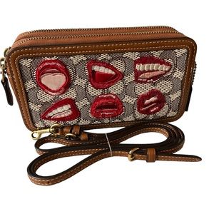 Coach X Tom Wesselmann Kira Lips Crossbody Signature Textile Jacquard